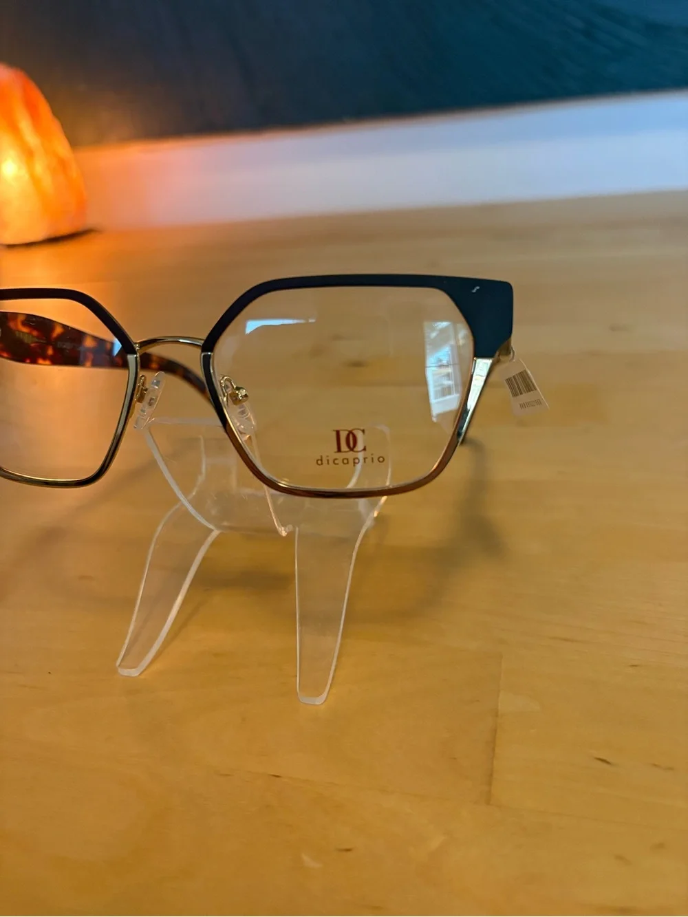 DiCaprio Geometric Metal Eyeglasses Black Gold Tortoise DC 357 53-18-140 NWT